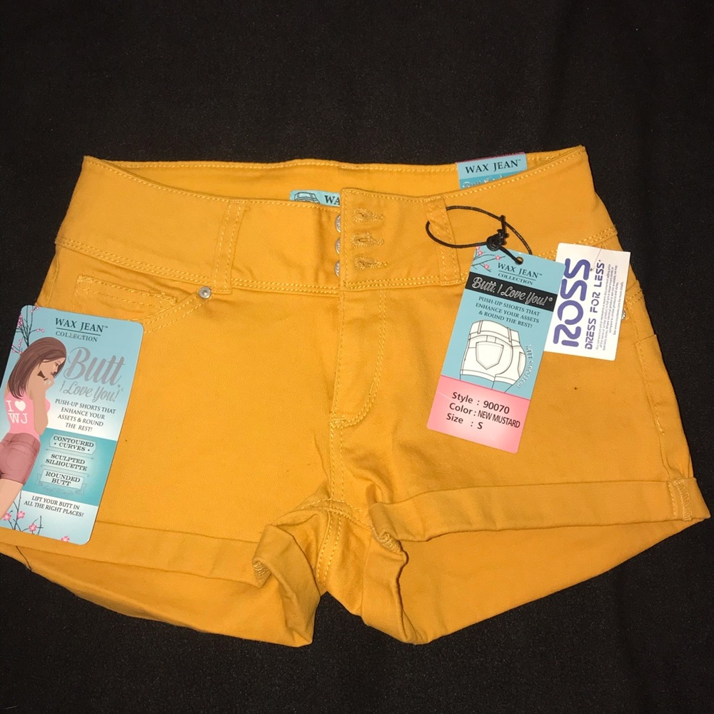 yellow high waisted shorts